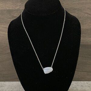 Kendra Scott Isla Blue Lace Agate Asymmetric Silver Pendant Necklace 18"-20"